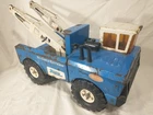 Vintage 1970's Mighty Tonka Blue Wrecker Tow Truck "24 Hour Service" Double Boom