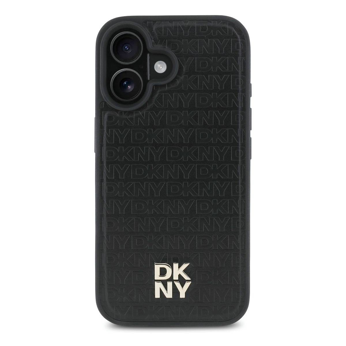 Coque DKNY iPhone 16 Plus rigide noire - Protection luxe en cuir véritable