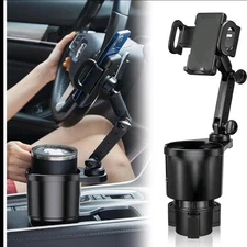 Car Cup Holder 2 In 1 Drink Expander With Phone Mount 360 Degree Compatible