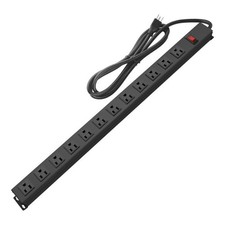 Metal Wall Mount Power Strip Aluminum Alloy Mounts Powers Socket 12 AC Outlets