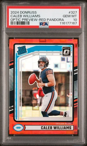 2024 Panini Donruss Caleb Williams #327 Optic Preview Red Pandora PSA 10