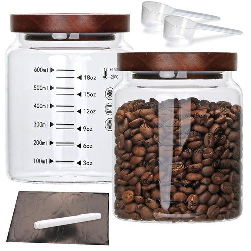 25 oz Glass Storage Containers, Airtight Food Jars, Kitchen Jar with Wooden L...