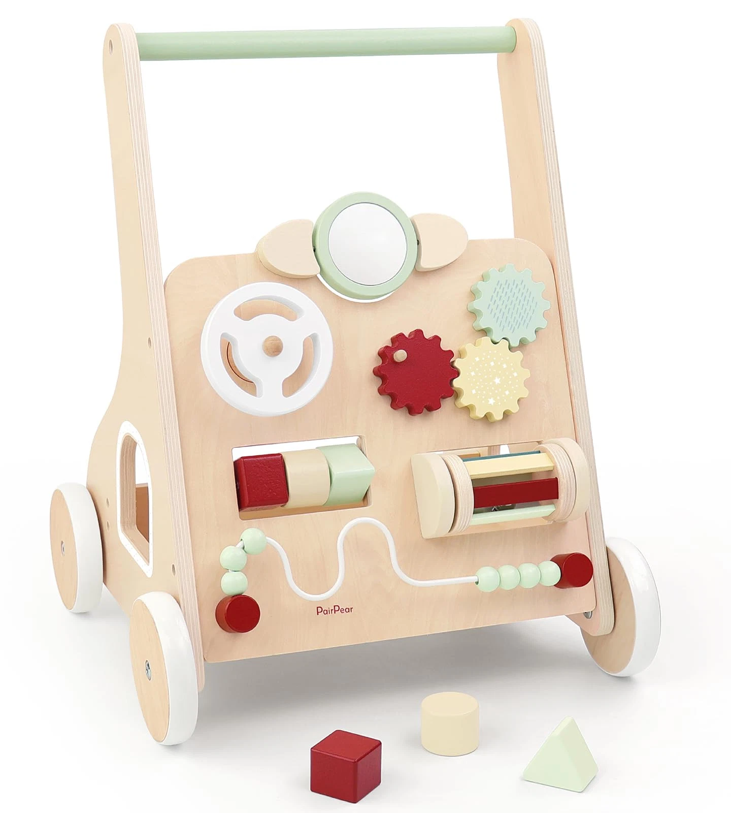 PairPear Wooden Baby Walker Push and Pull Learning Activity Push Walker 12+ Mon