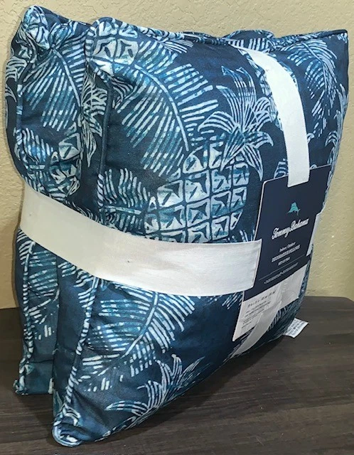 Tommy Bahama Set of 2 Indoor/Outdoor Pillows 18x18 in Teal Blue with Pineapples - Image 2 of 3