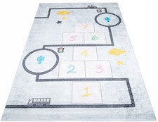 Kids Rug 140x200cm Road Cars Pattern, Washable Polyester, Non-slip