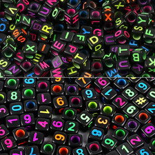 Amaney 800Pcs 6 6Mm Black Square Acrylic Alphabet Letter Beads A-Z Include 100Pc