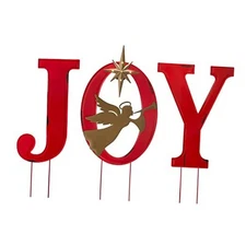 glitzhome Lighted Metal Christmas Joy Angel Yard Sign Outdoor Lawn 