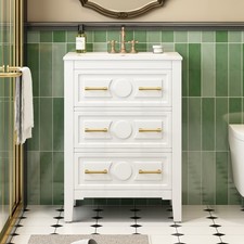 24'' Bathroom Vanity with Ceramic Sink Combo, Free Standing Single Vanity Set