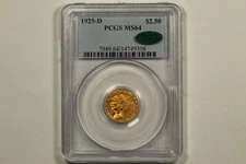 1925-D $2.50 Indian Head Quarter Eagle PCGS MS64 CAC