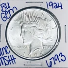 1924 BU UNCIRCULATED SILVER PEACE DOLLAR AUTHENTIC U.S. MINT FREE SHIPPING 6793