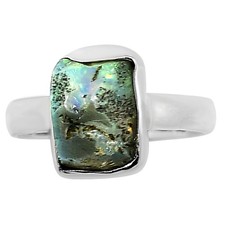Natural Ethiopian Opal Rough 925 Sterling Silver Ring s.6 Jewelry R-1001