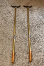 TWO ARCO SHUFFLEBOARD GOLD ALUMINUM PUCK PUSH POLES 45" to 74'' NICE