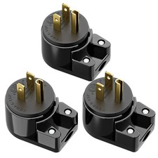  3xPack Right Angle Nema 5-15P Rewirable Plug, 15A 125V Household DIY AC Plu...