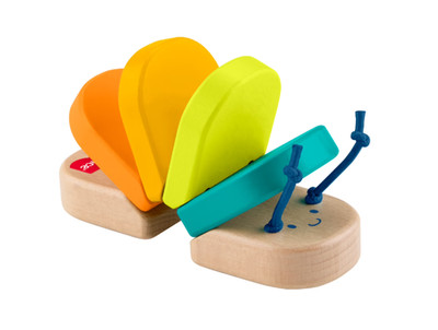 Fisher-Price Wooden Clacker Caterpillar Developmental Activity Rattle Toy ~ NEW