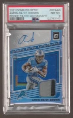 2021 Donruss Optic AMON-RA ST. BROWN RPA /25 PSA 8, POP 3, ALL 8's