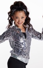 Weissman Girls Silver Holographic Sequin Jacket Dance Costume Size 1C Y7/8 EUC
