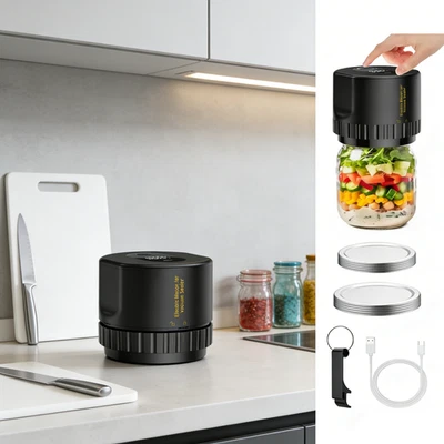 FORZENWIND Electric Mason Jar Vacuum Sealer Kit for Wide&Regular Mason Genie Jar&10 Lids