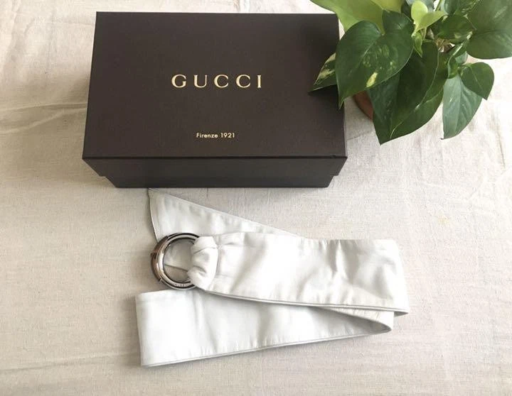 Ceinture en cuir blanc GUCCI