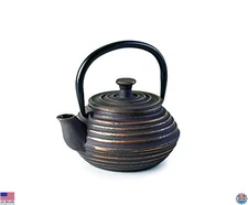 IBILI Kuta 0.30L Cast Iron Tea Pot - Elegant Brown & Golden Finish, One Size
