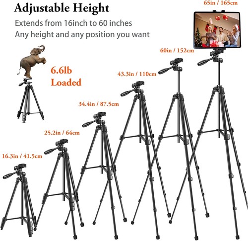 Peastrex Tablet Ipad Tripod Stand Mount Holder 60 inch with Black 60 Inch - 第 2/7 張圖片