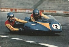 Sidecar Motorcycle Racing,Number 2 Heliung Original Vintage Postcard