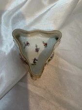 Vintage Dresden Hand Painted Porcelain Triangle trinket dish