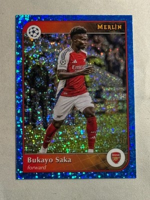 2024-25 Topps Merlin UCC Blue Speckle Bukayo Saka /150 #7 Arsenal