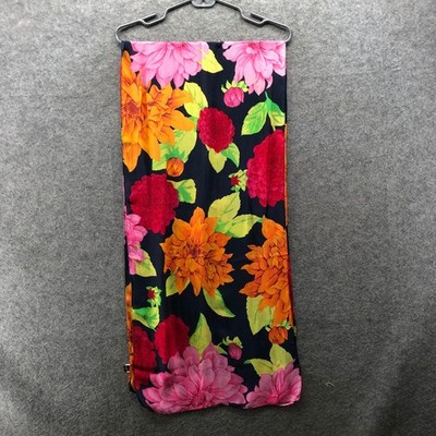 Echo 100% Silk Floral Rectangle Scarf Womens Pink Navy Orange Multicolor Spring