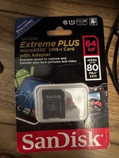 SanDisk Extreme PLUS 64GB microSDXC Memory Card w/ Adapter UHS-I V30 U3 Class 10