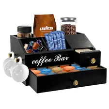 Coffee Station Organizer - Farmhouse Wood Kcup Holder for Counter, Countertop...