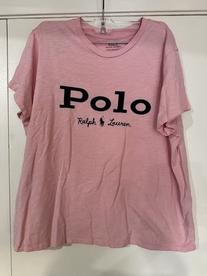 T Shirt Polo Ralph Lauren Womens XLPatch Embroidery Cotton Pink T-Short Sleeve