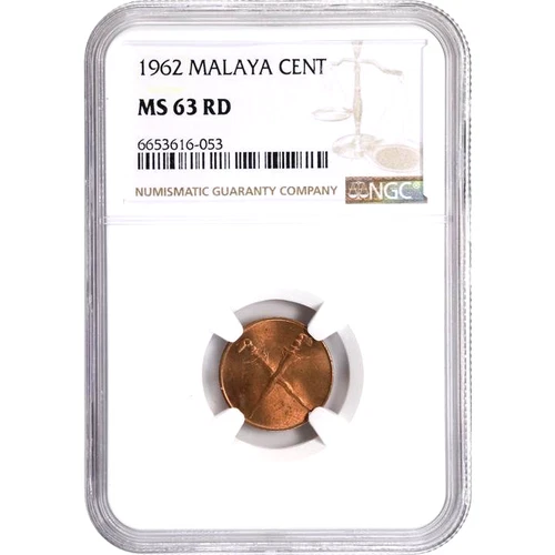 1962 Malaya and British Borneo, 1 Cent, NGC MS 63 RD, KM-6, Malaysia