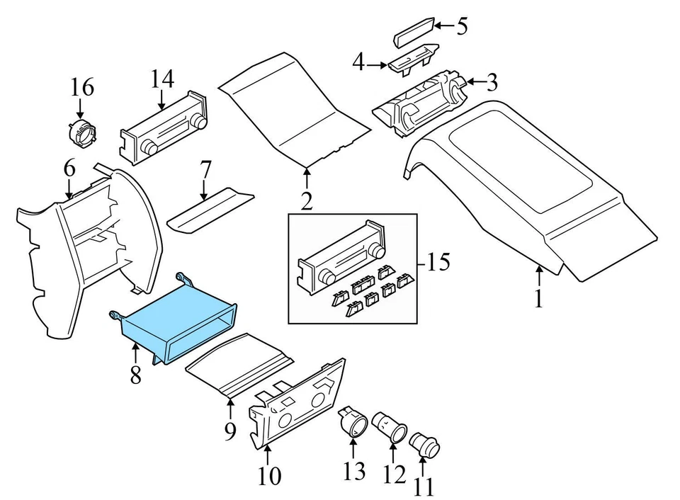 BMW 740LI 2011-2015 - Consola central trasera contenedor/bandeja de almacenamiento 9113674 Foto 3 de 4