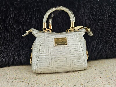 Gianni Versace Women Handbag Silver Tone quilted Leather Bag Made in Italy Auth