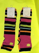 Neon Strips Arm Warmer Colorful Fingerless Gloves Sleeve Women Girls 2 (2-Packs)