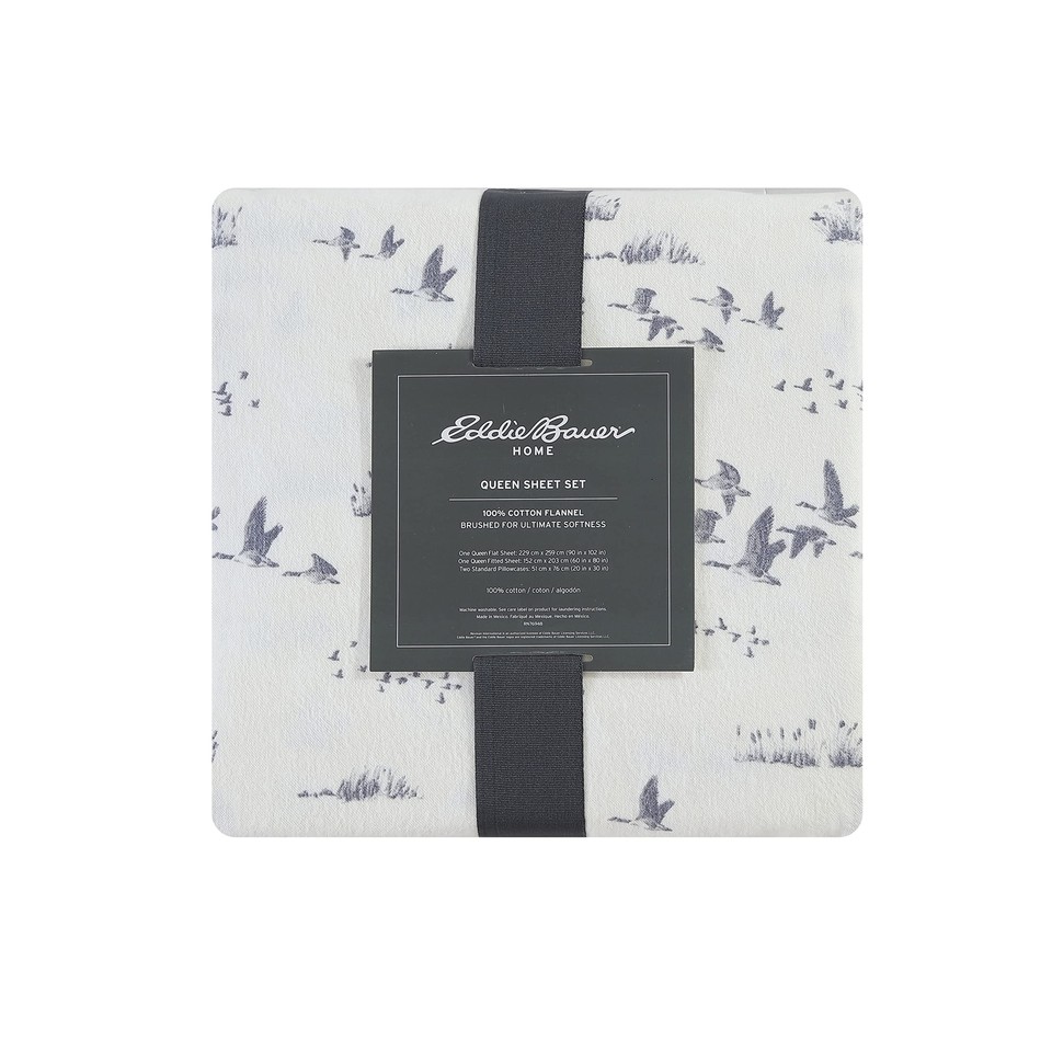 Eddie Bauer Queen Sheet Set, Warm Breathable Cotton Flannel Bedding