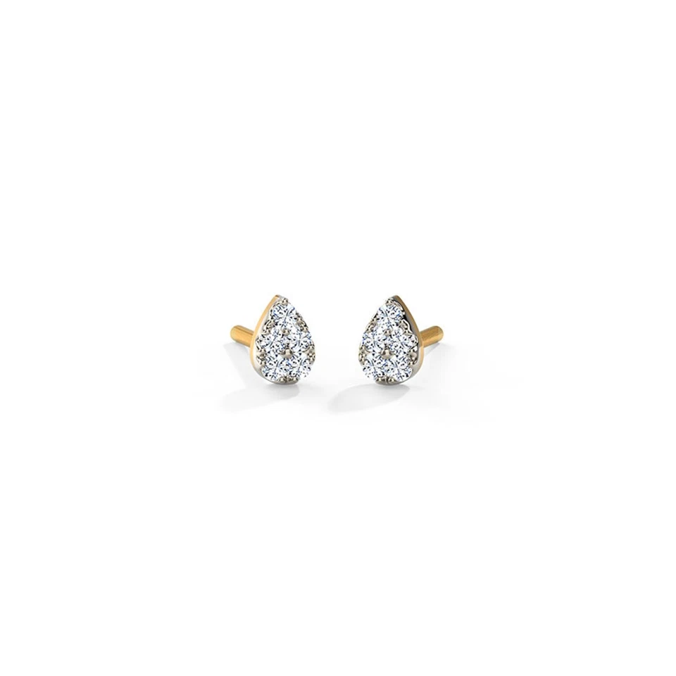Pear Shape Diamond Stud Earrings | 14K/10K Gold Lab Grown Diamond Stud Earrings - Image 4 of 4