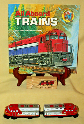 SANTA FE TRAIN LOT TIN WOODEN WHISTLE MINI TOOT ALL ABOARD TRAINS 1996 M HARDING