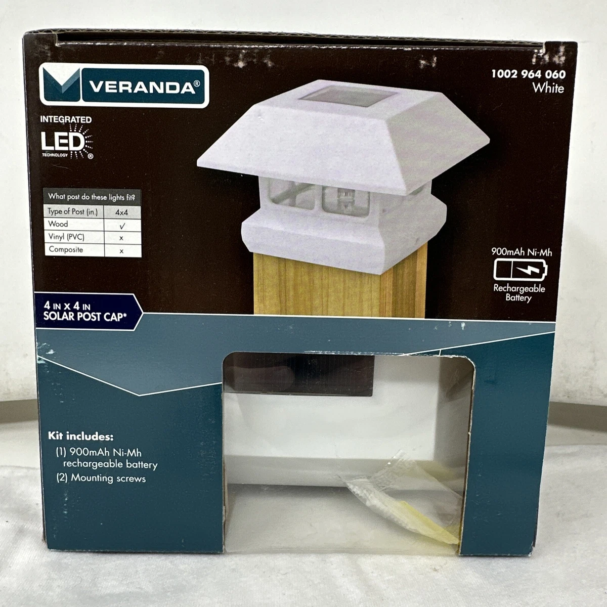 Veranda white solar post cap deals