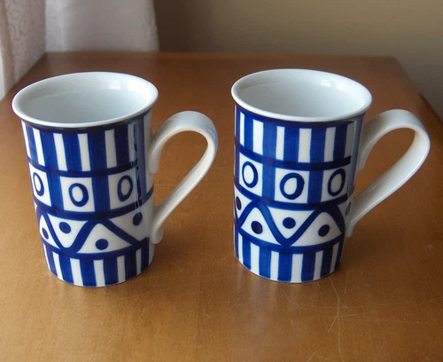 Dansk Arabesque pair of 2 tall mugs~Hand painted~Philippines mark-No Reserve
