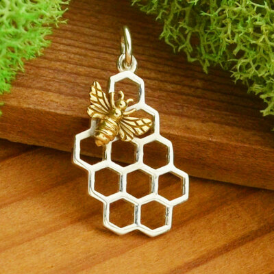 STERLINGSILBER BIENE WABEN ANHÄNGER Bronze Insekt Käfer Charm + KOSTENLOSE GESCHENKBOX