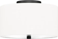 Round Ceiling Lamp Henn&Hart Semi-Flush Mount 12 in Black or Brass Finish