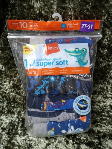 Hanes Kleinkind etikettlose Slips für Jungen mit ComfortSoft Bund 10er-Pack Größe 2T-3T