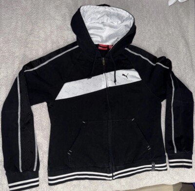 Vintage Y2K Woman s Puma Full Zip Track Jacket Size LG Black Sportswear Classic
