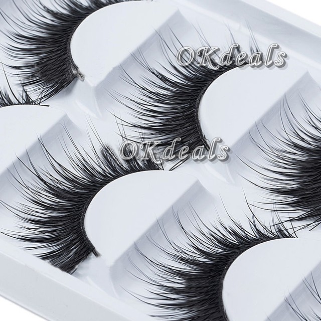 5 Pares Natural Grosso Maquiagem Cílios Postiços Longos feito à mão Cílios Extensão