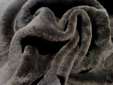 sheepskin shearling leather hide Deep Dark Brown Dense Hair Charcoal suede back