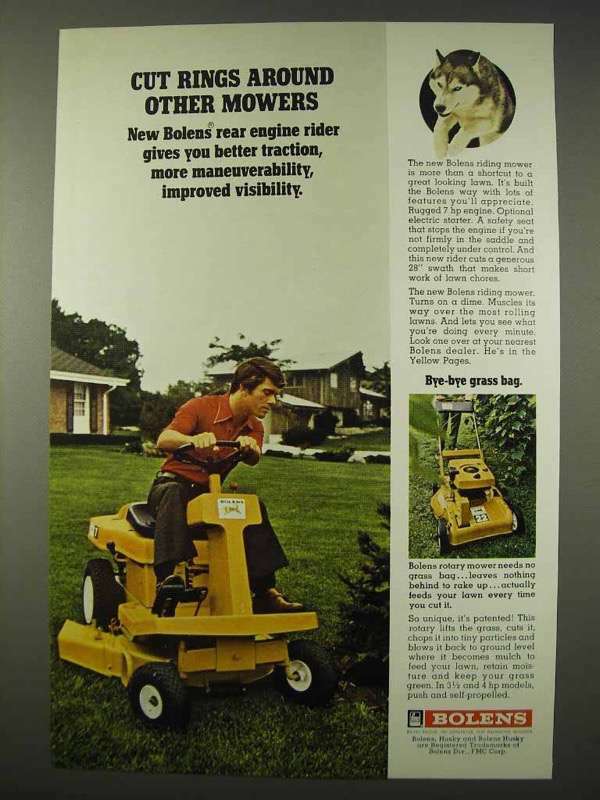 1972 Bolens Riding Mower Ad Cut Rings Around Other