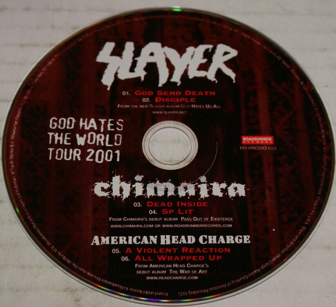 Slayer God Hates Us All World Tour 2001 Chimaria split Promo