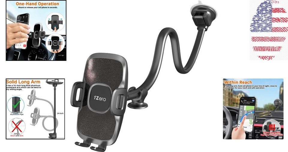 IndustrialStrength Suction Cup Car Phone Holder with AntiShake