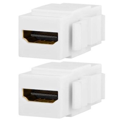 2x Keystone Jack White HDMI Female to Female Coupler for Patch Panel Wall Plate